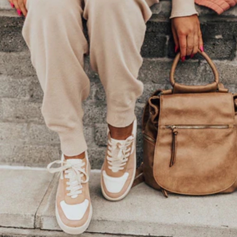OASIS SOCIETY Tan Suede + White Leather SNEAKERS LILLIAN NUDE TENNIS WOM… - Picture 7 of 12